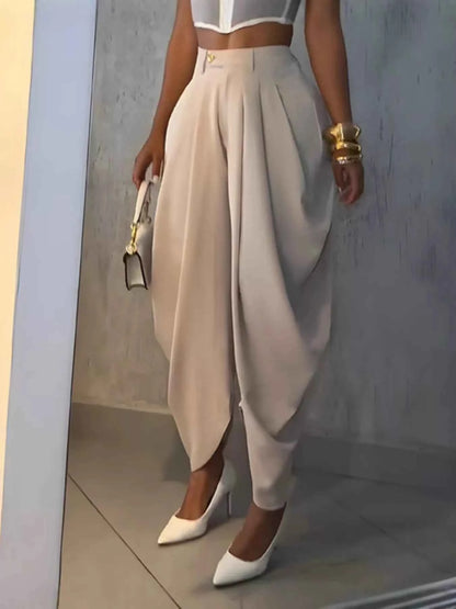 High-Waisted Wide Leg Pleated Pants