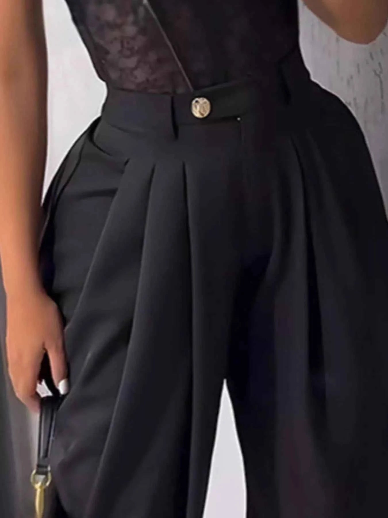 High-Waisted Wide Leg Pleated Pants