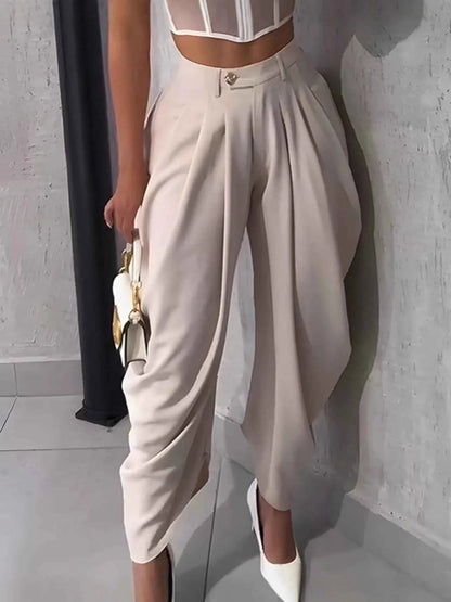 High-Waisted Wide Leg Pleated Pants