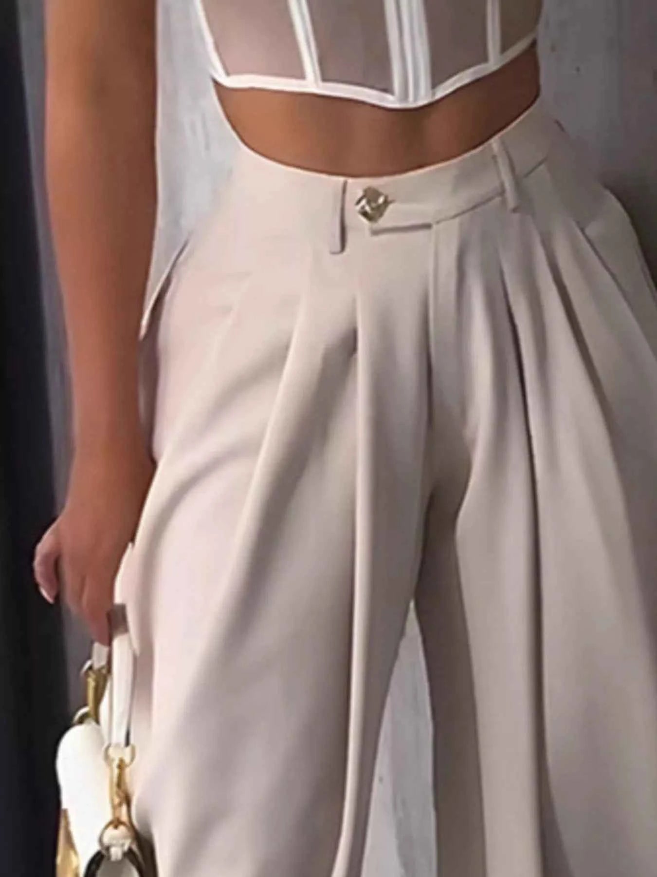 High-Waisted Wide Leg Pleated Pants