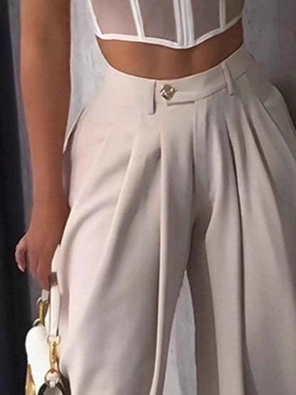 High-Waisted Wide Leg Pleated Pants