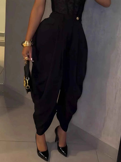 High-Waisted Wide Leg Pleated Pants