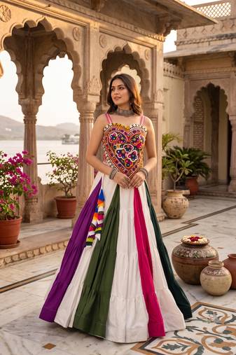 Aazuri Women's Rayon Cotton Lehenga Choli Set with Unn Patch Work Blouse