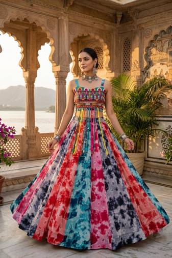 Aazuri Women's Rayon Cotton Lehenga Choli Set with Unn Patch Work Blouse