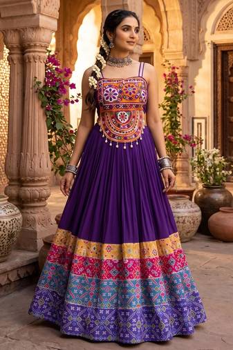 Aazuri Women's Rayon Cotton Lehenga Choli Set with Unn Patch Work Blouse