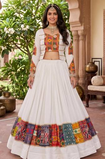 Aazuri Women's Rayon Cotton Lehenga Choli Set with Unn Patch Work Blouse