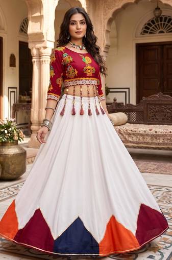 Aazuri Women's Rayon Cotton Lehenga Choli Set with Unn Patch Work Blouse