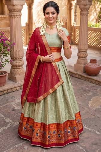 Aazuri Women's Rayon Cotton Lehenga Choli Set with Unn Patch Work Blouse