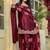 Women's Maroon Embroidered Satin Farshi Salwar Suit Set