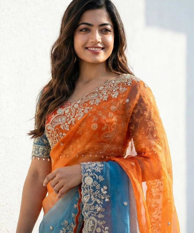 Women's Satin Silk Blend Multi Sequin Embroidered Saree