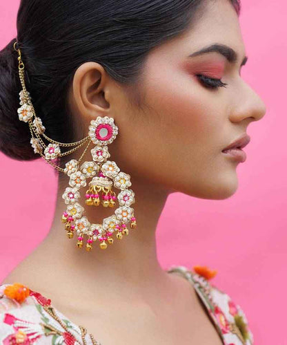 Silver Metal Based Yellow Gold Plated Earrings