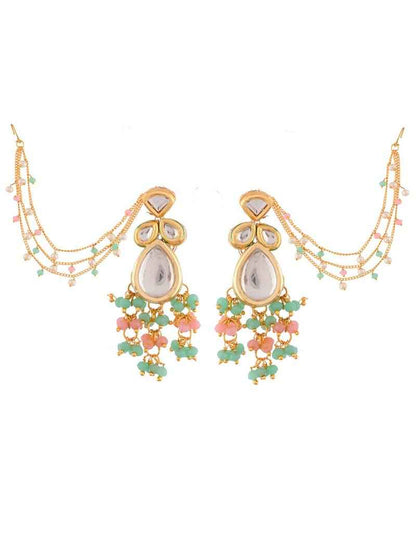Gold Plated Multi Beaded Jumka Earring Multicolor