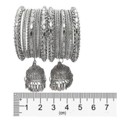 9blings Silver Plated Latkan Kada Bangles Set of 2