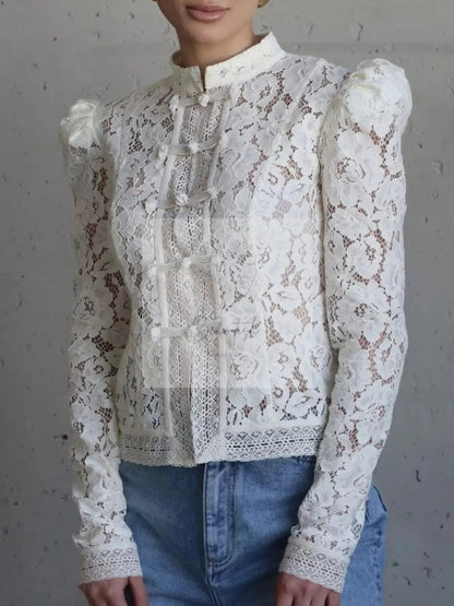 Lace Button-Up Shirt