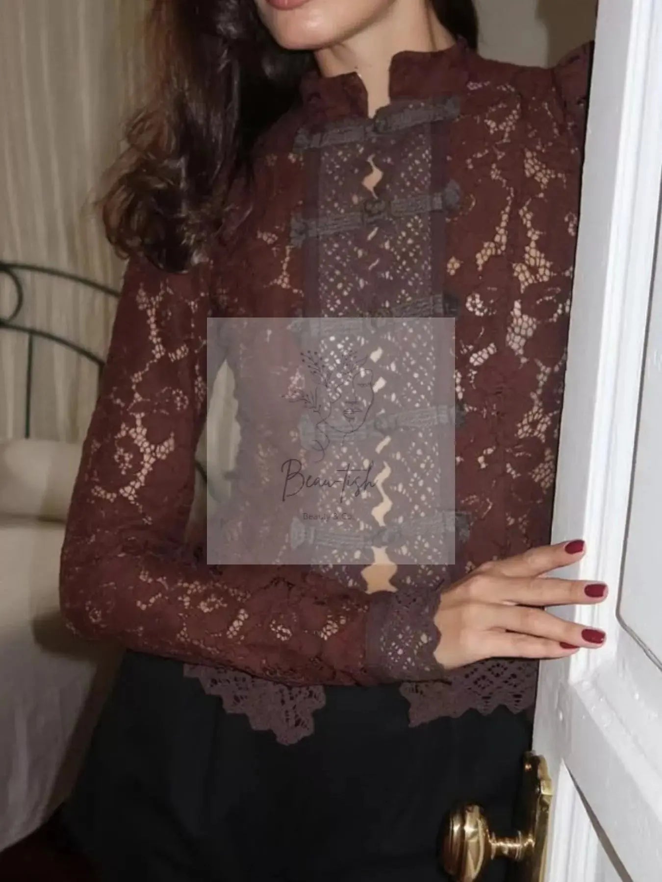 Lace Button-Up Shirt