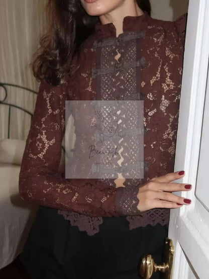 Lace Button-Up Shirt