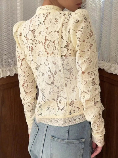 Lace Button-Up Shirt