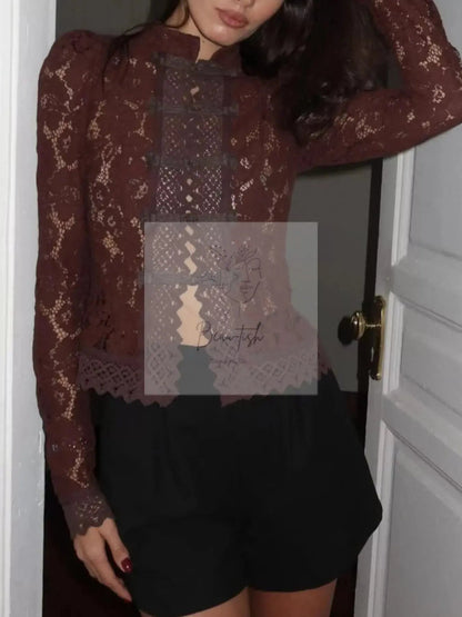 Lace Button-Up Shirt