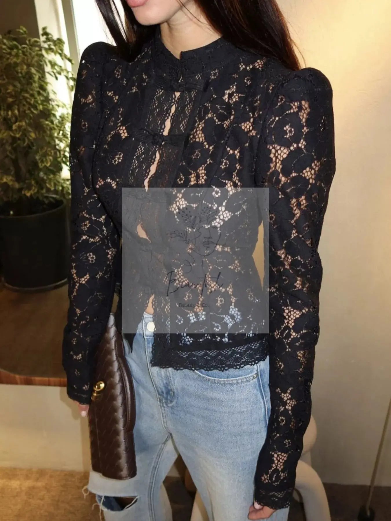 Lace Button-Up Shirt