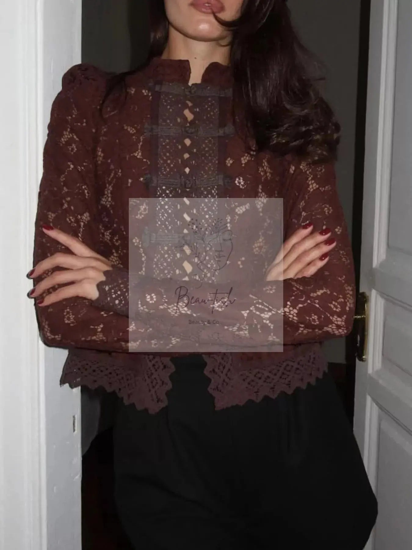 Lace Button-Up Shirt