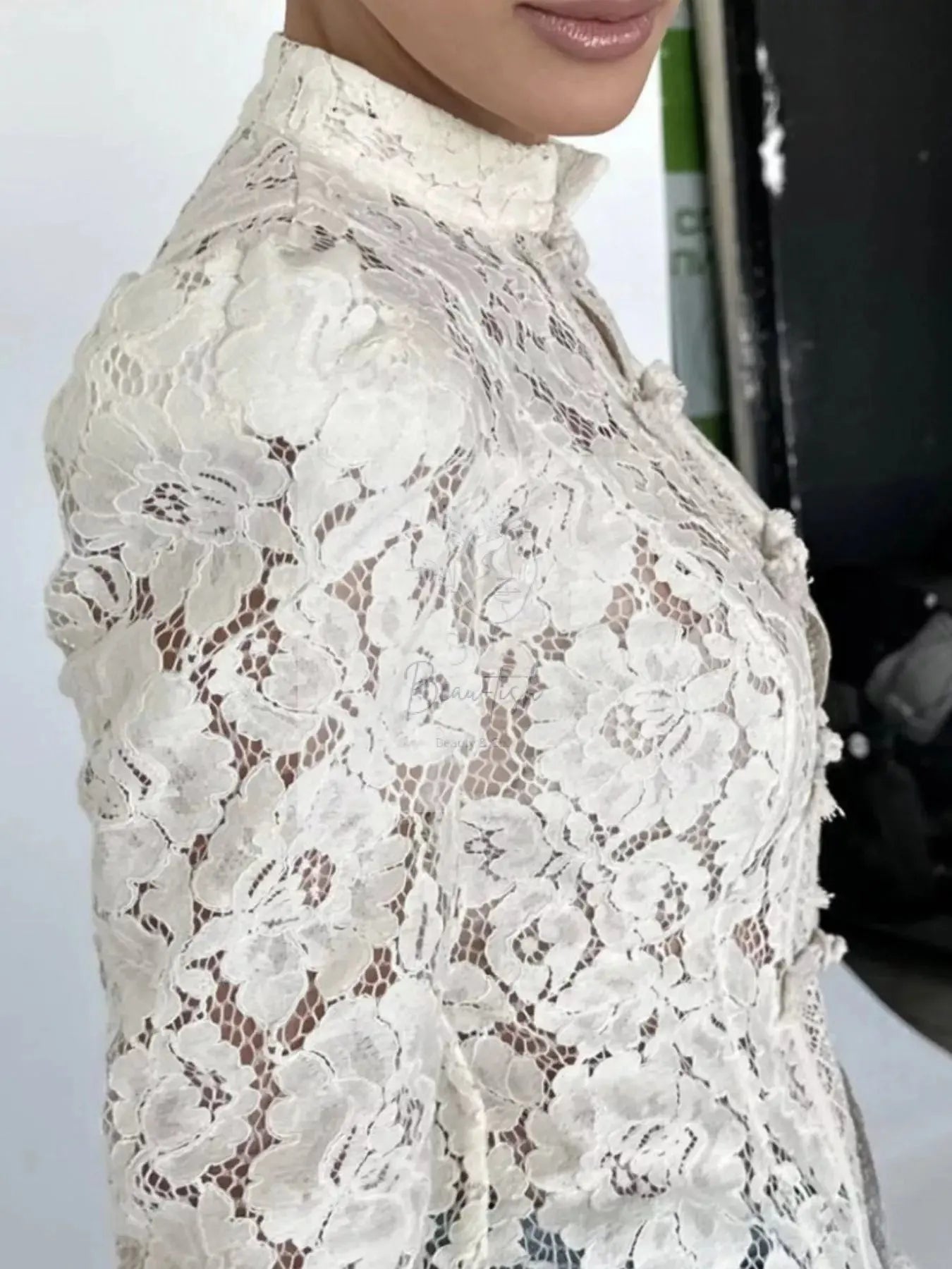 Lace Button-Up Shirt