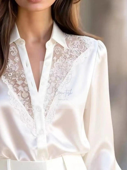 Lace Detail Long Sleeve Shirt
