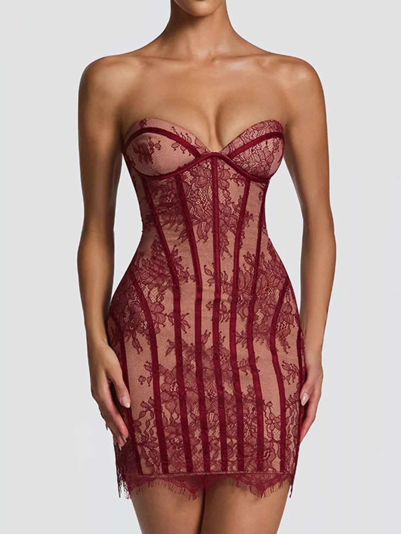 Lace Detail Tube Mini Dress