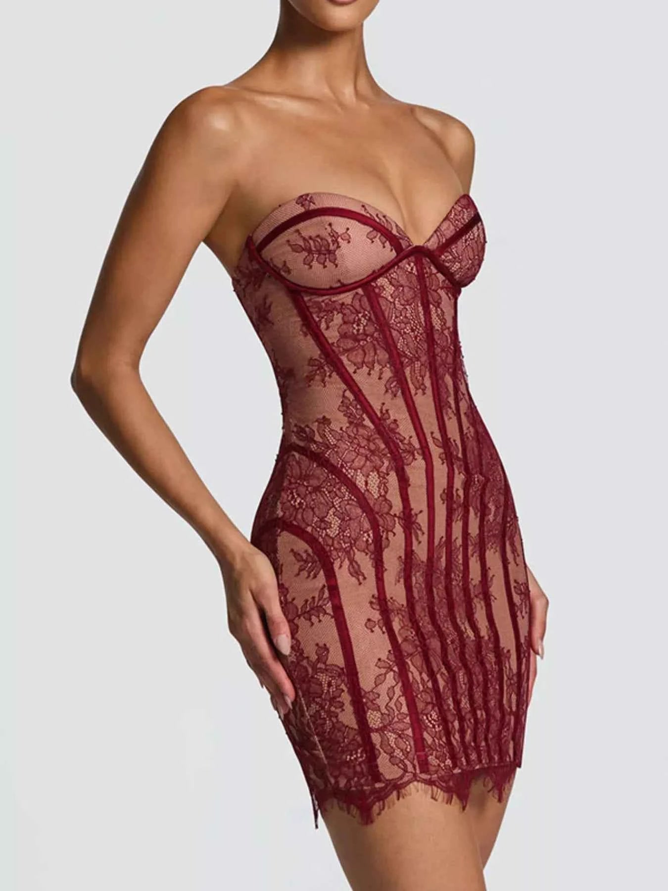 Lace Detail Tube Mini Dress
