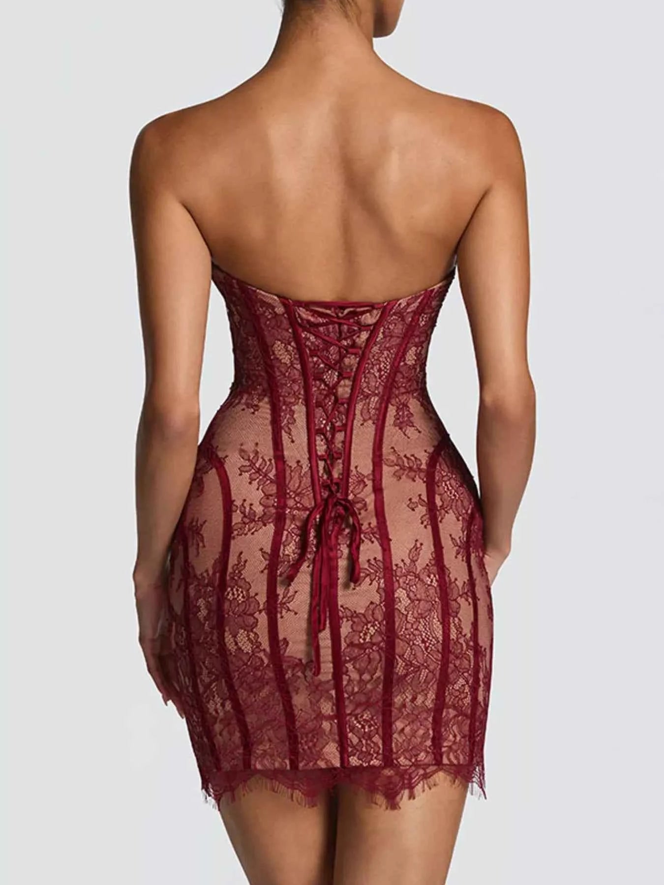 Lace Detail Tube Mini Dress