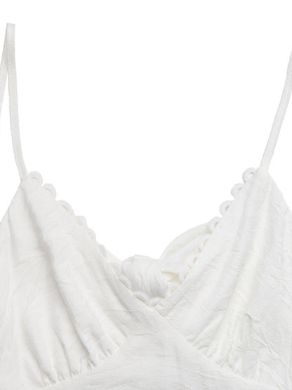 Lace Detail V-Neck Tiered Maxi Dress