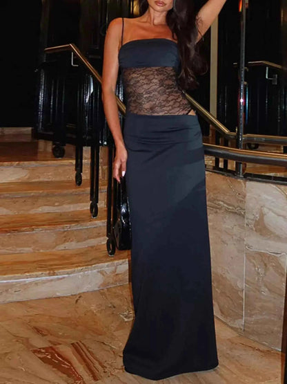 Lace Panel Bodycon Maxi Dress