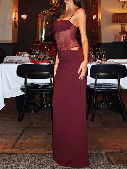 Lace Panel Bodycon Maxi Dress