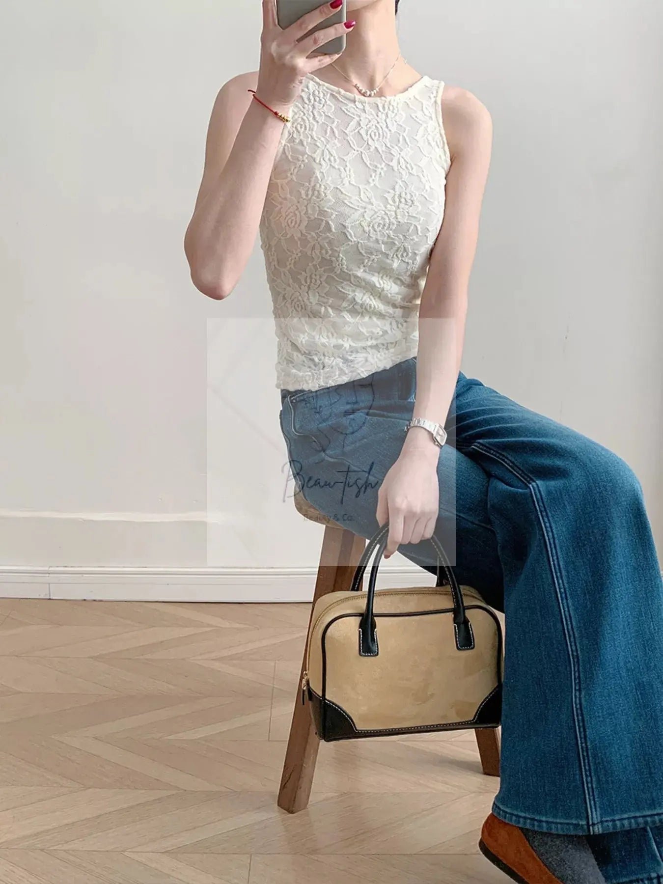 Lace Round Neck Long Sleeve Top