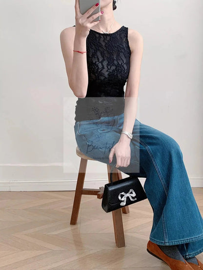 Lace Round Neck Long Sleeve Top