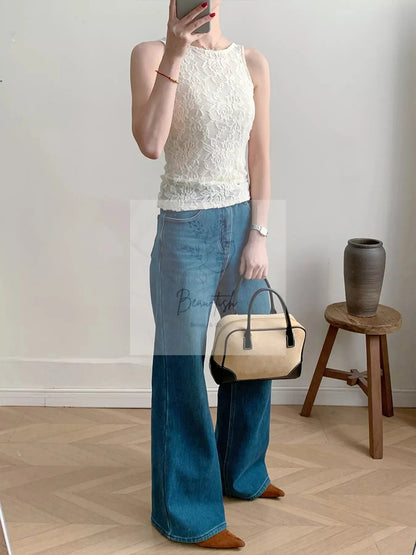 Lace Round Neck Long Sleeve Top