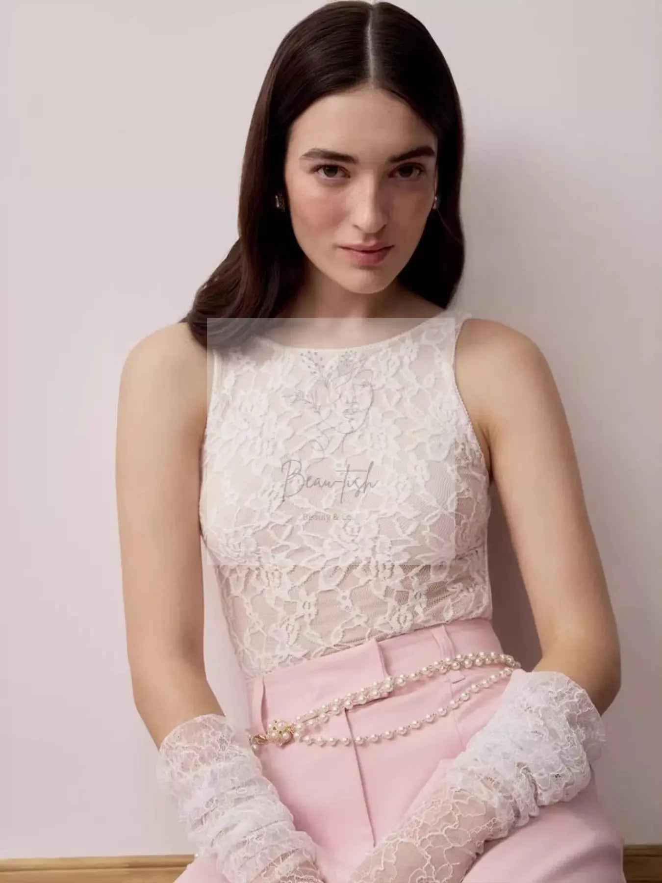 Lace Round Neck Long Sleeve Top
