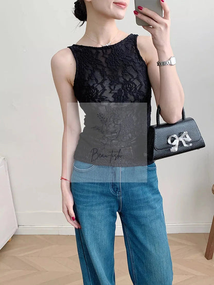 Lace Round Neck Long Sleeve Top