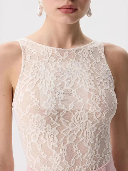 Lace Round Neck Long Sleeve Top