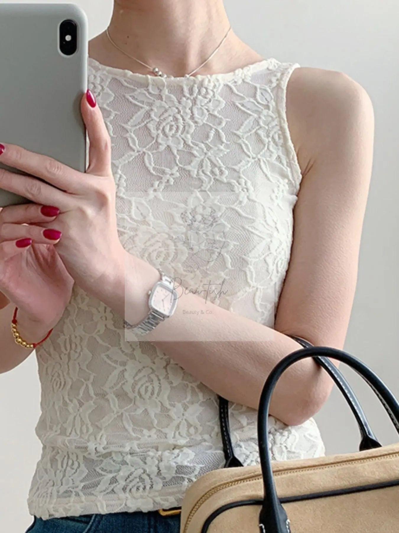 Lace Round Neck Tank