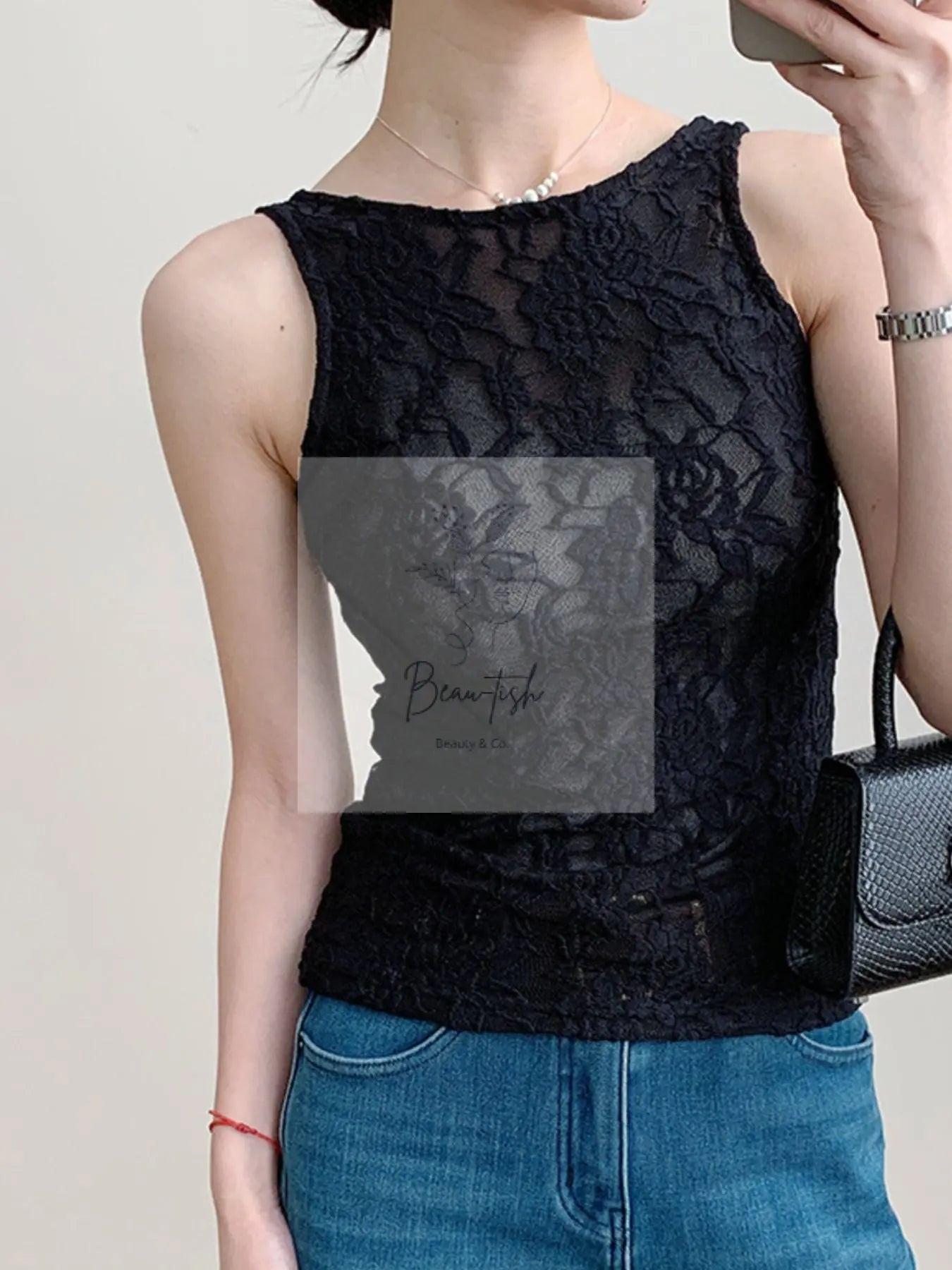 Lace Round Neck Tank