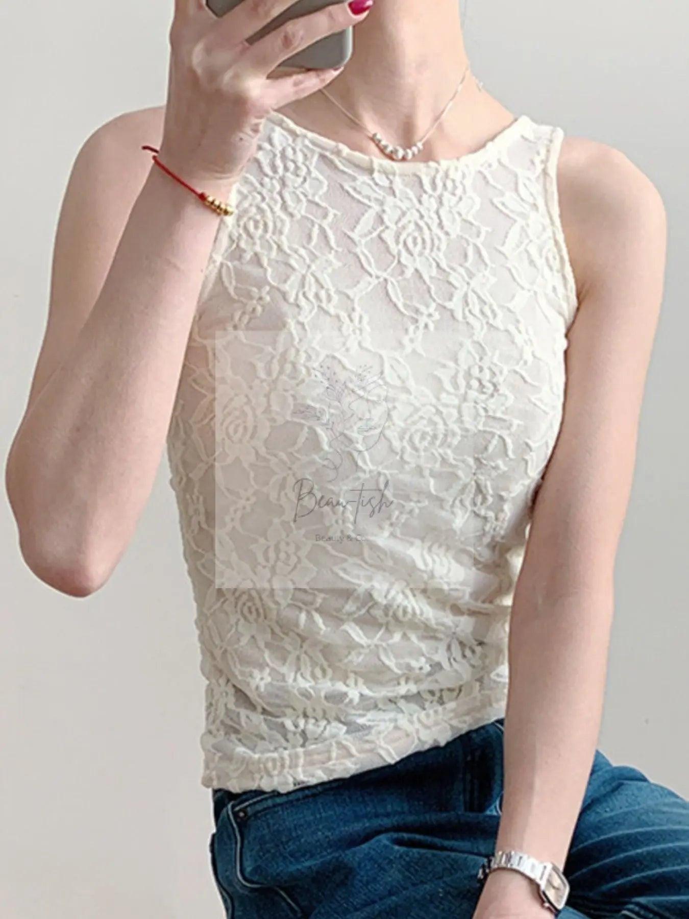 Lace Round Neck Tank