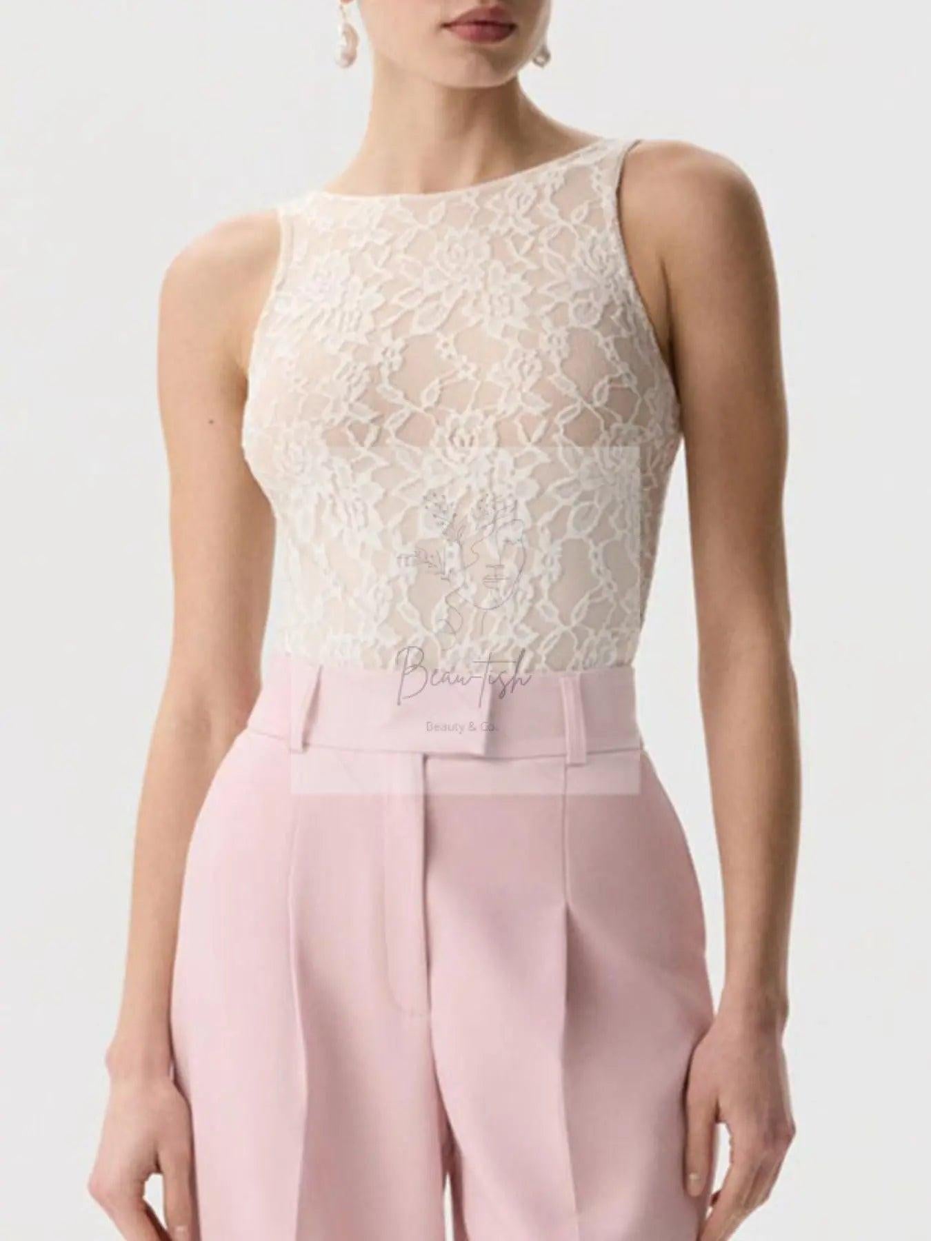 Lace Round Neck Tank
