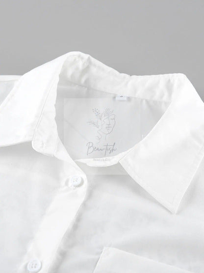 Lace Sleeve Button-Down Shirt