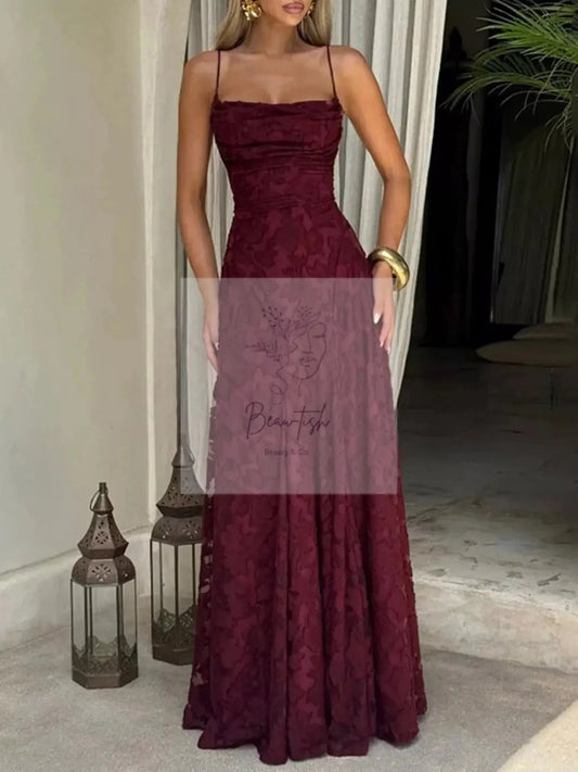 Lace Spaghetti Strap Maxi Dress