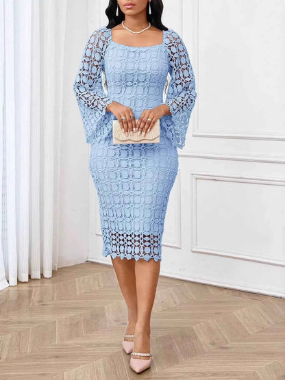 Lace Square Neck Midi Dress