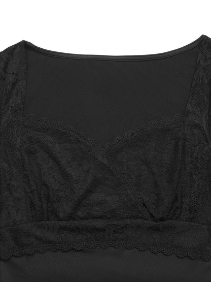 Lace Sweetheart Neck Cap Sleeve Bodysuit