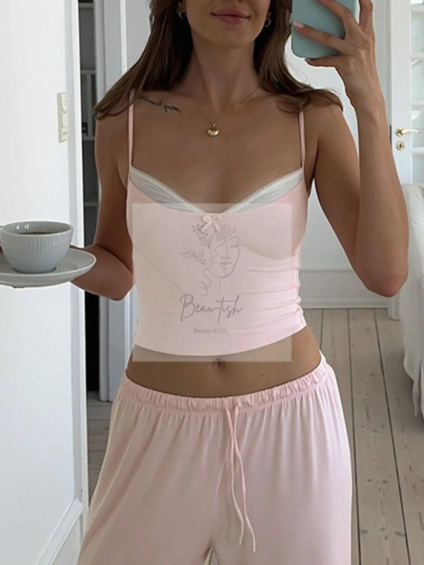 Lace Trim Cami & Pants Lounge Set