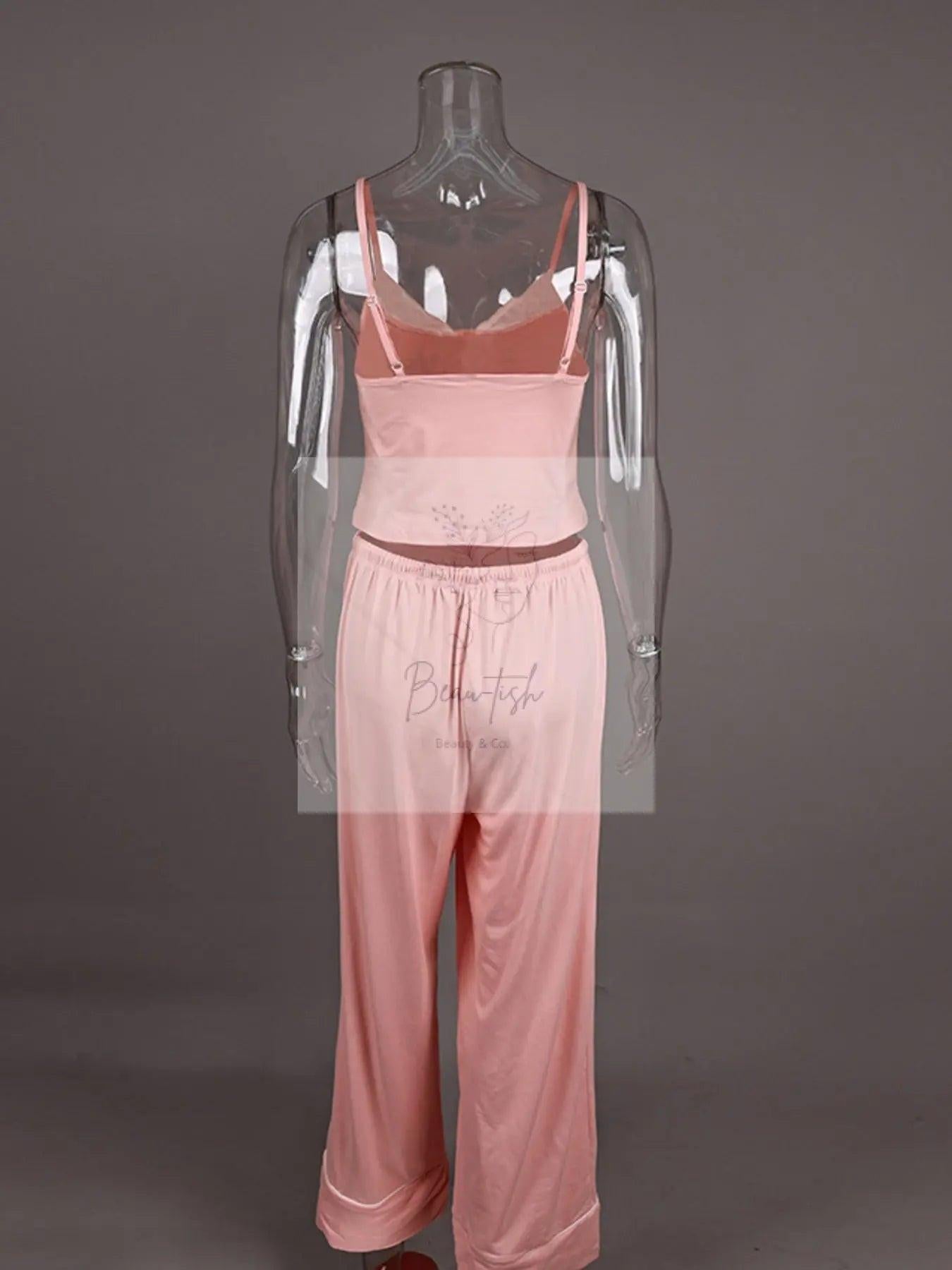 Lace Trim Cami & Pants Lounge Set