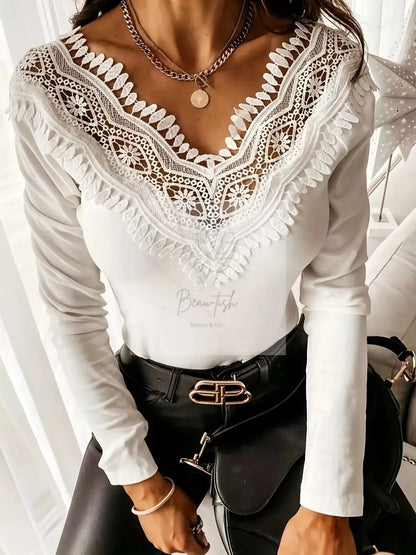 Lace Trim Long Sleeve T-Shirt