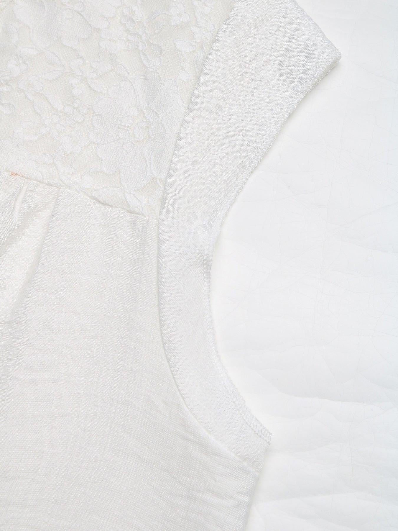 Lace Trim Notched Blouse